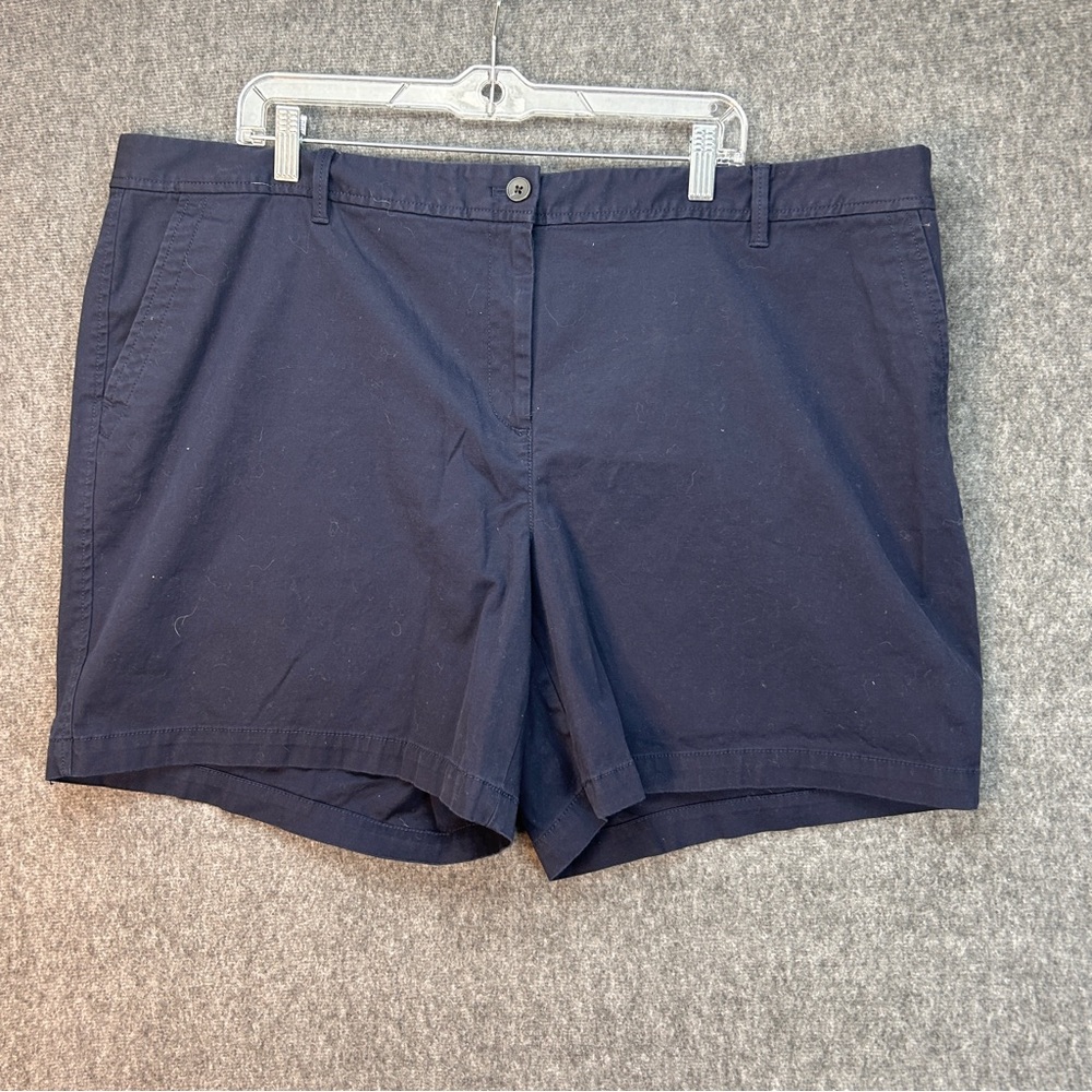 Talbot Shorts Womens 22W Navy Blue Relaxed Chino Short Twill Flat Front Pockets